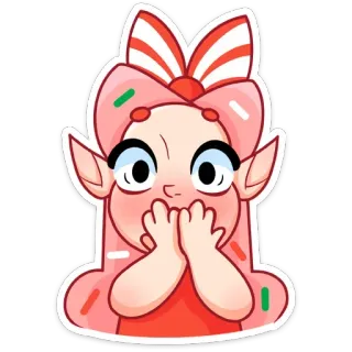 😶 elfo, lindo, dibujos animados, pegatina, rosa, kawaii telegram sticker
