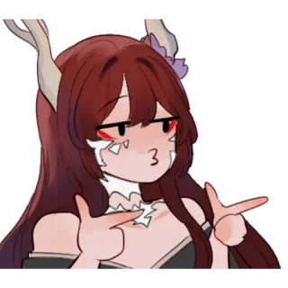 😎 อนิเมะ, ปีศาจ, ผู้หญิง, เขา, สัญลักษณ์สันติภาพ, น่ารัก, สติกเกอร์ telegram sticker