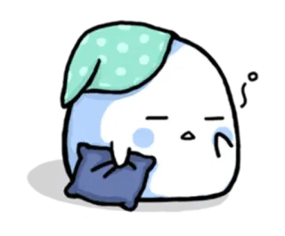 😪 dormilón, dibujos animados, lindo, almohada, gorro de dormir whatsapp sticker