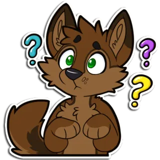 ❓ furry, wolf, confused, question mark, cute, cartoon, animal, dazed telegram sticker