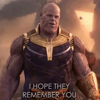 😑 Thanos Avengers I hope they remember you ตัวร้าย, มาร์เวล, ซูเปอร์ฮีโร่, ภาพยนตร์, อเวนเจอร์ส telegram sticker