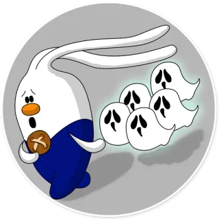 👻 мультфильм, призраки, бег, жуткий, испуганный, белый, синий telegram sticker
