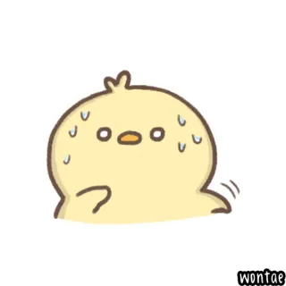 🐤 WONTAE poussin, mignon, dessin animé, jaune, transpiration, wontae telegram sticker