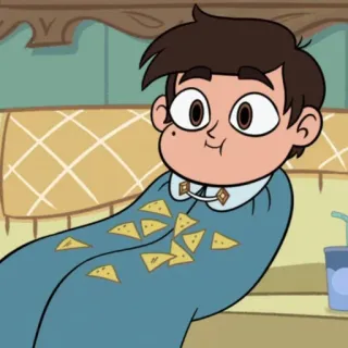 💫 Marco Diaz Star vs. the Forces of Evil Dibujo animado, Snack, Manta, Patatas fritas, Relajado whatsapp sticker