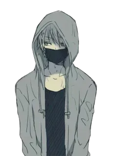 ♥️ Anime, Personaje, Sudadera con capucha, Máscara telegram sticker