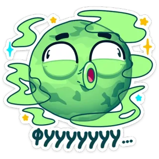 🤢 ФУУУУУУУУ... อุทาน, ขยะแขยง, ความรำคาญ, สีหน้า, ตลก, ใบหน้า, การ์ตูน, สีเขียว telegram sticker
