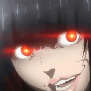♣️ Animé, Effrayant, Yeux, Fou, Rouge, Femme whatsapp sticker