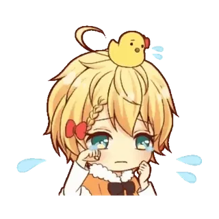 😢 anime, piangere, triste, kawaii, chibi, carino, lacrime, ragazza, capelli gialli whatsapp sticker