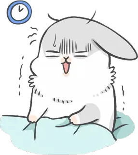 😨 królik, królik, śpiący, zmęczony, zegar, kreskówka, zwierzę, słodki telegram sticker