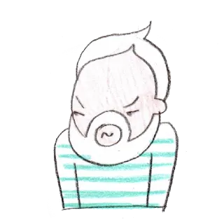 ☹️ hombre, barba, molesto, dibujo animado, retrato, dibujo telegram sticker