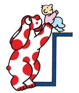 😋 chien, points rouges, illustration, dessin animé, bébé whatsapp sticker