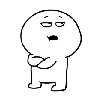 😏 cartoon, character, illustration, white, bored telegram sticker