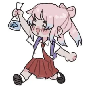 💗 Anime, Schulmädchen, Fisch, Süß, Cartoon telegram sticker