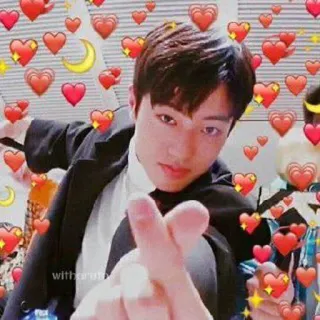 💗 withrmly kpop, cœur avec les doigts, amour, mignon, asiatique, cœur whatsapp sticker