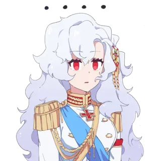 😨 アニメ, キャラクター, 女の子, 軍服, 赤い目, 白い髪 telegram sticker