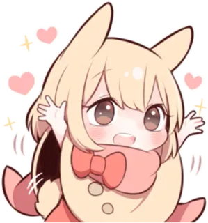 🙌 귀여운, 카와이, 치비, 애니메이션, 만화, 하트, 스티커 telegram sticker