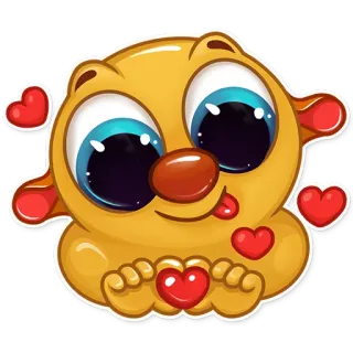 ❤ Dibujo animado, Lindo, Animal, Corazón, Amor, Pegatina telegram sticker