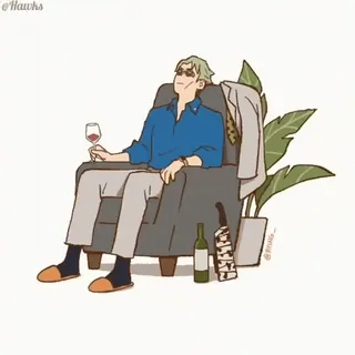 🚶 男, 椅子, ワイン, リラックス, アニメ, 漫画 telegram sticker