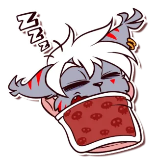 😴 ZZZZ schlafend, verschlafen, süß, Cartoon, Tier, rot, Decke whatsapp sticker