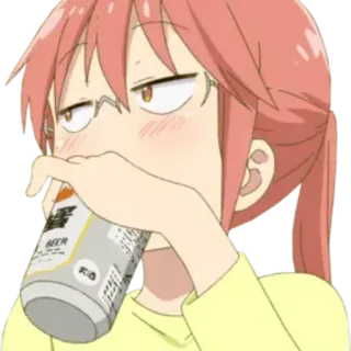😒 BEER Anime, Mädchen, Bier, Trinken, Cartoon, Weiblich, Brille telegram sticker