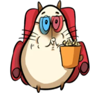 🎥 dibujos animados, película, palomitas, gafas, silla telegram sticker