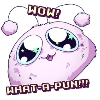 😲 WOW! WHAT-A-PUN!!! fofo, adesivo, desenho animado, rosa, fofo, uau, trocadilho telegram sticker