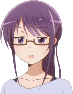 😒 Anime, Personaggio, Donna, Occhiali, Cartone animato, Illustrazione telegram sticker