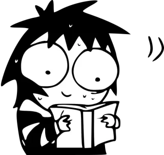 📖 cartoon, reading, book, illustration, character, monochrome whatsapp sticker