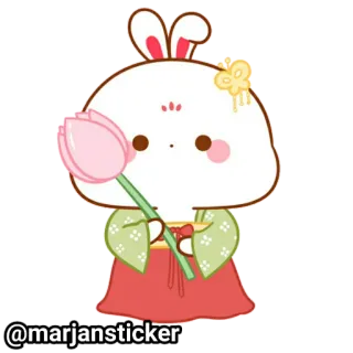 ❤️ @marjansticker кролик, милый, цветок, тюльпан, каваий telegram sticker