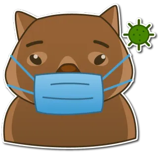 🦠 Wombat, Máscara, Covid, Virus, Salud telegram sticker