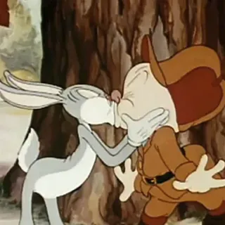 😘 Bugs Bunny Dessin animé, Baiser, Elmer Fudd, Looney Tunes, Lapin, Lapin telegram sticker