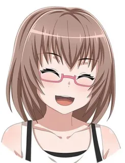😄 anime, personagem, óculos, sorrindo, fofo, garota telegram sticker