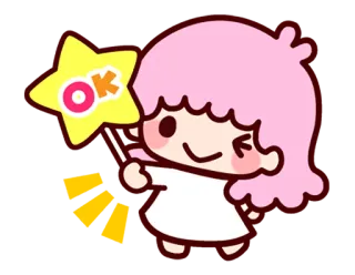 👌 OK personaje, lindo, estrella, kawaii, rosa, ok whatsapp sticker