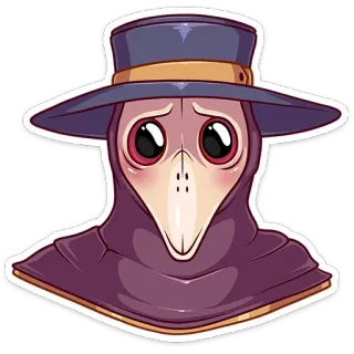 🥺 Чумной доктор, Шляпа, Маска, Медицинский, Птица, Милый telegram sticker