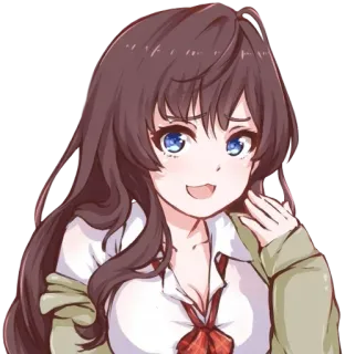 😏 anime girl, school uniform, cute, smiling, cartoon, female, anime style telegram sticker