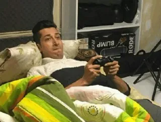 🥀 gamer, video game, santai, kamar tidur, controller whatsapp sticker