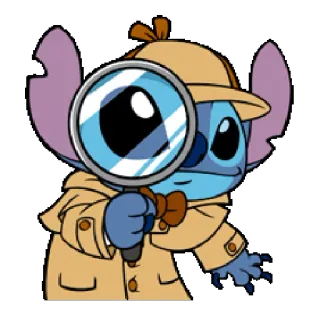 👀 Stitch stitch, détective, loupe, dessin animé, disney whatsapp sticker