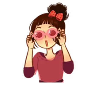 👓 ผู้หญิง, แว่นตา, การ์ตูน, น่ารัก telegram sticker