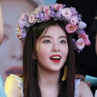 📚 Irene женщина, венок из цветов, K-pop, корейский, певица telegram sticker