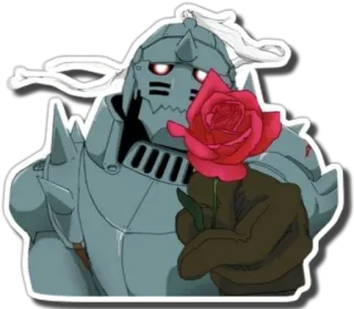 🌹 Alphonse Elric Fullmetal Alchemist อนิเมะ, ตัวละคร, ดอกกุหลาบ, ชุดเกราะ, อัลฟองส์ เอลริค, แขนกลคนแปรธาตุ, มังงะ telegram sticker