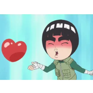 😘 Rock Lee Naruto anime, character, cartoon, rock lee, naruto, heart telegram sticker