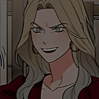 😡 mulher, cabelo loiro, sorriso irônico, desenho animado, feminino telegram sticker