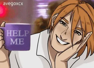 😁 HELP ME hulp, anime, gestresst, cartoon, verzoek telegram sticker