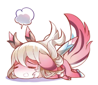 🤒 Anime, Mignon, Dormant, Chibi, Rose, Renard, Fantaisie, Adorable whatsapp sticker