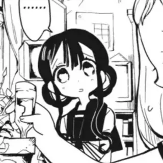 🍇 ...... anime, manga, girl, black and white, illustration telegram sticker