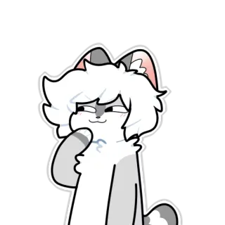 🐱 Furry, Gato, Antropomórfico, Sticker, Gato branco, Desenho animado telegram sticker