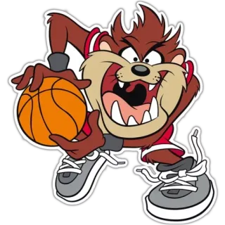 🏀 Taz Tasmanian Devil, Looney Tunes, cartoon, basketball, sports, sticker telegram sticker
