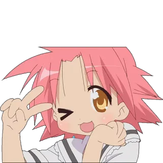 😉 аниме, девушка, мультфильм, знак мира, милый telegram sticker