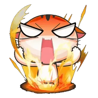 🔥 โกรธ, แมว, ไฟ, โกรธจัด, การ์ตูน, สีหน้า, ตะโกน telegram sticker