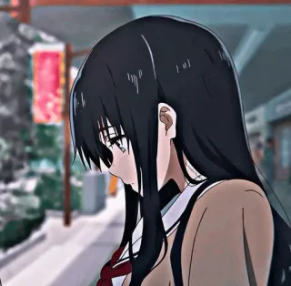 〽️ Anime, Fille, Uniforme scolaire, triste, seule whatsapp sticker
